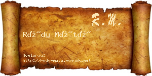 Rády Máté névjegykártya